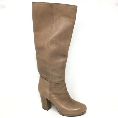 Botas hasta la rodilla con logotipo de Prada zapatos para mujer talla 11 EE. UU. 41 UE cuero marrón Foto 1 de 4