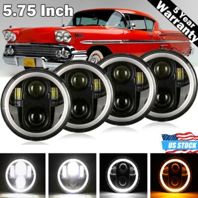4PCS 5-3/4" 5.75" INCH LED Headlights Hi/Lo For GMC C15 C25 G15 K15 Chevy Impala - Image 1 of 4