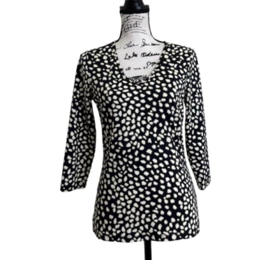 J. McLaughlin Топ Catalina ткани v-образным вырезом точка печати 3/4 рукав женщин размер S - Изображение 1 из 4