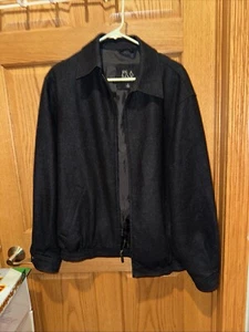 Jos. A. Giacca Bomber Bank Uomo Misto Lana Rayon Full Zip Nero Small - Foto 1 di 14