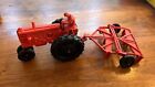 Vintage Auburn Rubber Farm Tractor 572 w Driver And Plow 7.5" Antique Toy