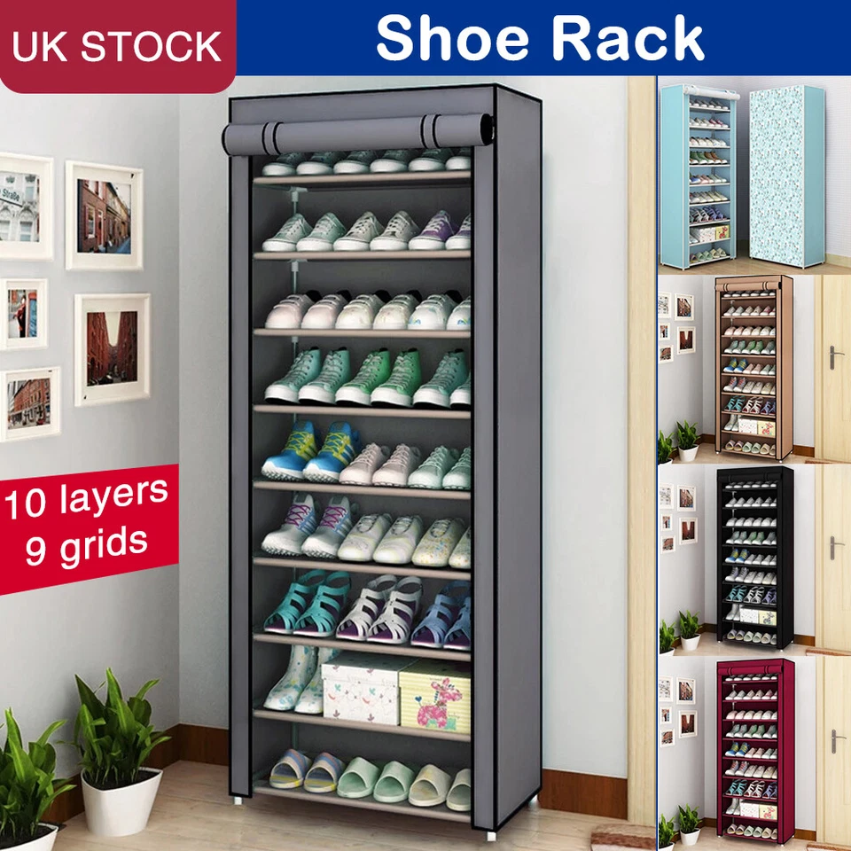 27 PAIRS 10 TIER DUSTPROOF SHOES CABINET STORAGE ORGANISER SHOE RACK STAND HOLDS - Image 1 of 4