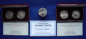1996 Atlanta Olympics $1 Silver Proof US Mint Retired Rev Coin Die & Coins w/COA - Picture 1 of 10