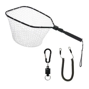 Fly Fishing Landing Net Soft Rubber Mesh Trout Net Catch and Release Net Squa... - Picture 1 of 9