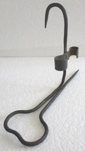 ANTIQUE OLD IRON MINERS CANDLESTICK STICKING TOMMY FOR TWO CANDLES - Picture 1 of 10