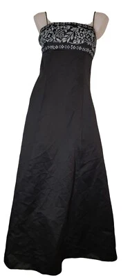 Vtg Morgan & Co Sz 9/10 Womens Black Satin Beaded Fairy Goth formal ball gown  - Image 1 of 4