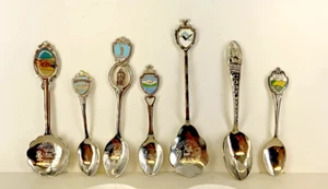 Cucharas Souviner de EE. UU. WA, MS, NC, MT, CO, WY, ND placa de plata - Imagen 1 de 5