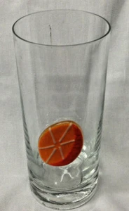 VIOL GLAS DEUTSCHLAND ORANGE SCHEIBE AUF KLARGLAS BECHER 12 OZ KAPAZITÄT 6" HOCH - Bild 1 von 3