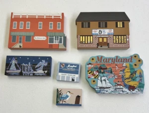 Cats Meow Wood Building Lot of 6 Maryland State Map Hickory Stick Annapolis Bay - Imagen 1 de 16