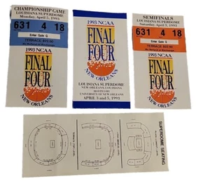1993 NCAA Final Four 4 Webber Timeout UNC Michigan Fab 5 4x Ticket Lot #631418 - Picture 1 of 7