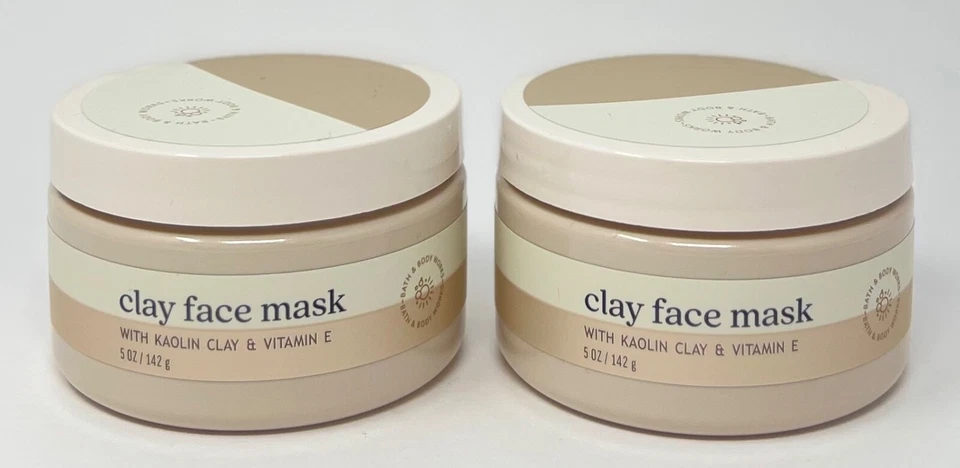2 NEW BATH & BODY WORKS CLAY FACE MASK KAOLIN CLAY VITAMIN E TREATMENT 5 OZ - Image 1 of 4