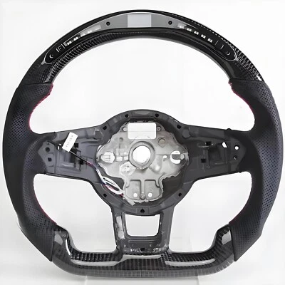 Carbon Fiber LED Leather Steering Wheel For 2015-2017 Volkswagen MK7 R GTI Golf - Image 1 of 4