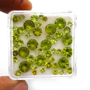Natural Peridot Mix Size Round Cut Loose Gemstone Lot 174 Pcs 2-6 MM 43 CT - Picture 1 of 4