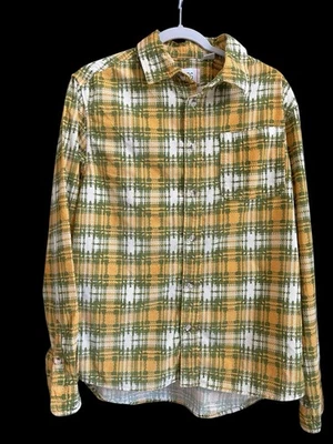 BDG Button Up Shirt Adult Size Medium Yellow Long Sleeve Men's Stripped - Image 1 of 4