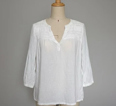 Blusa Top Joie Blanco Lino Talla Pequeña Lagenlook Boho Coastal Resort*DEFECTO COMO ESTÁ Foto 1 de 4