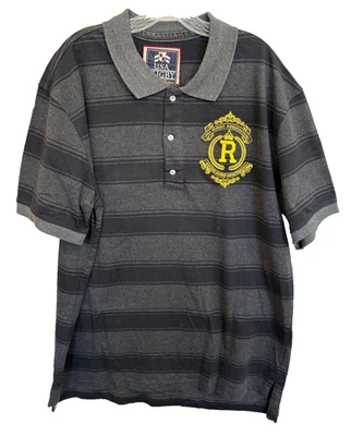 USA Rugby Rugby Shirt Mens 3XL Black & Gray Stripes Short Sleeve 100% Cotton - Image 1 of 4