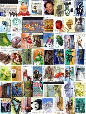 SELLOS AUSTRALIANOS - 200 SURTIDOS DIFERENTES (4 ESCANEOS) - USADOS/A GRANEL Foto 1 de 4