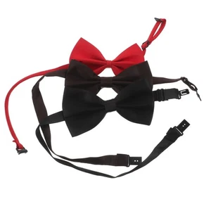  3 PCS Mens Bow Tie Pre-tied Ties Costume Black Bowtie Adjustable - Picture 1 of 12