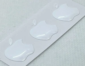 3 pièces, autocollant gel bombé 3D logo Apple, taille environ 16x12mm, blanc - Photo 1 sur 7