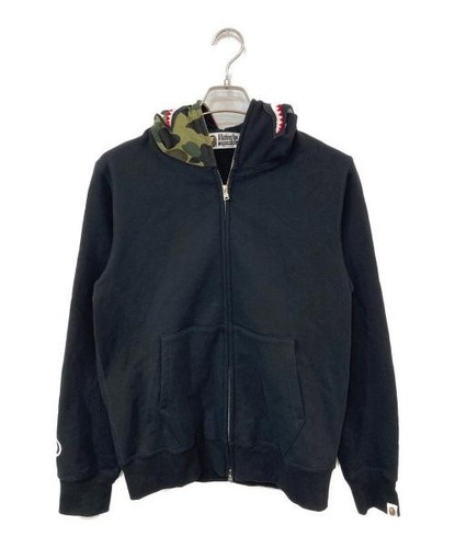 A BATHING APE (BAPE) Felpa con cappuccio e zip intera Ape Shark uomo casual giacca felpa nera