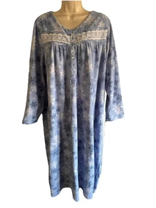 Adonna Camisón Largo Polar Estampado Azul Acogedor Mangas Largas XL - Imagen 1 de 11