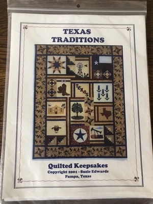 Quilted Keepsakes 2001 Susie Edwards TEXAS TRADITIONS Quilt Pattern 58 x 73 - Image 1 of 3