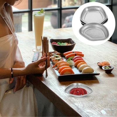  4 Pcs Ciotole Per Salse Piatto Di Condimento Piatti in Acciaio Inossidabile - Immagine 1 di 4