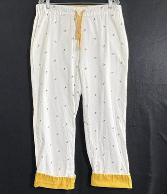 SOPHIE ALLPORT Mujer Pijama Pantalones Abejas Elástico Cordón Cintura Talla L Blanco 11-7 Foto 1 de 4