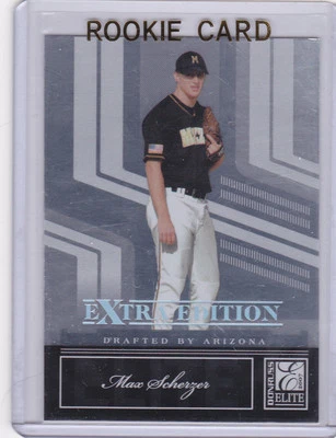 Tarjeta de novato de béisbol Max Scherzer Detroit Tigers 2007 RC Donruss Elite ¡RARA! Foto 1 de 2
