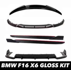 KIT DE CARROCERÍA BMW X6 F16 NEGRO BRILLANTE KIT DE CARROCERÍA LABIO DIVISOR DELANTERO DIFUSOR TRASERO ALERÓN - Imagen 1 de 16