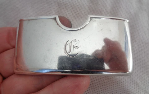 ANTIQUE VICTORIAN 1899 SOLID SILVER CALLING CARD CASE - ENGRAVED E Cover