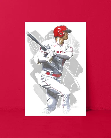SHOHEI OHTANI watercolor painting art print/poster LOS ANGELES ANGELS FREE S&H! Cover
