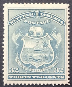 Liberia zu frühes Wappen Elefant Schiff Motiv postfrisch Briefmarke E1S37.1 - Bild 1 von 1