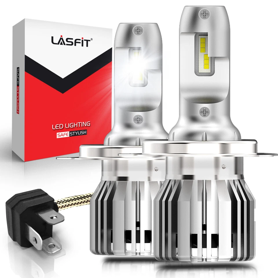 2x Lasfit 9003 H4 LED Headlight Bulbs Kit High-Low Beam 50W 6000K White LCplus - Image 1 of 4