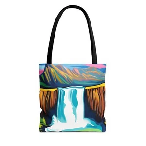New Vibrant Waterfall Tote Bag, Eco-Friendly Shopping Bag, Art Print Carryall - Picture 1 of 21