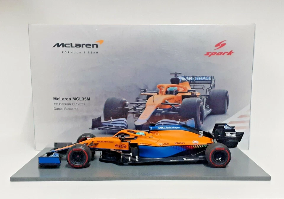 MODELLINO AUTO 1:18 SPARK F1 MCLAREN MCL35M RICCIARDO BAHRAIN GP 2021 MODELLISMO - Immagine 1 di 4