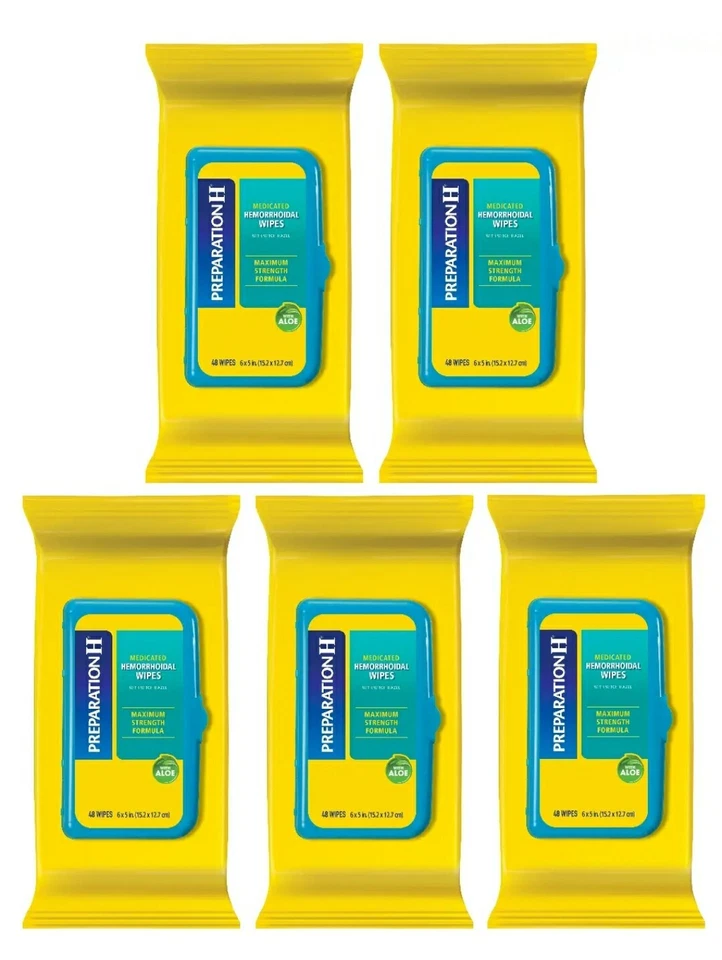 5 件 Preparation H 药用湿巾 温和日常清洁 48 件 - 240 总计 — 第 1/1 张图片