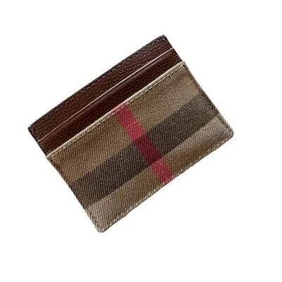 Cartera portatarjetas Burberry Sandon para hombre color tostado Novacheck cuero a cuadros ribete 5 ranuras Foto 1 de 4