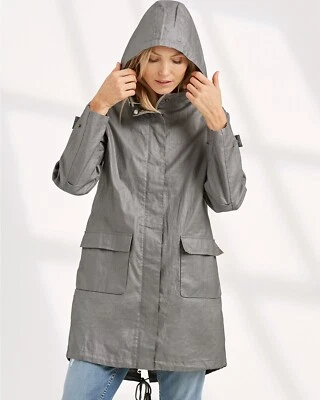 Garnet Hill Women's 12  Classic Gray Coated Linen Trench Utility Coat  - Image 1 of 4