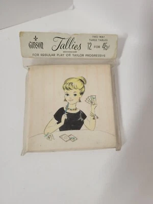 MCM Vintage Bridge Gin Rummy Tally Tarjetas Paquete Gibson Nuevo de Lote Antiguo Árbol 12 Talies Sellados Foto 1 de 2