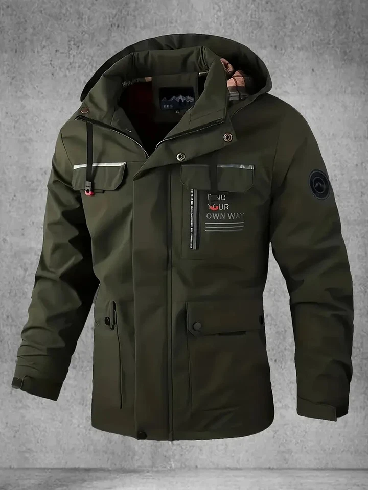 Men's Softshell Jacket, Multi-Pocket Hooded Coat For Spring & Autumn, Waterproof - Image 1 of 4