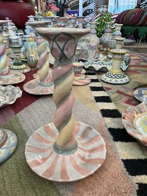 MACKENZIE-CHILDS ROSE COTTAGE CERAMIC CANDLESTICK. - Image 1 of 4