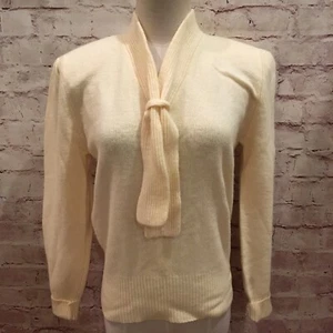 Suéter de mujer vintage marfil lana de cordero angora conejo pequeño Kristen - Imagen 1 de 5