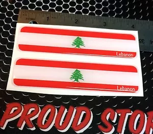 Lebanon Flag Proud Domed Decal Car Emblem Flexible 3D 4"x1" Set of 2 Stickers - Imagen 1 de 5
