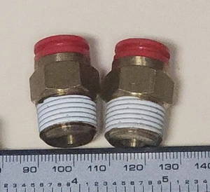 SMC Push To Connect Brass Adapter 3/8" Tube OD x 3/8" Mnpt w Thread Seal 2 Pack - Picture 1 of 9