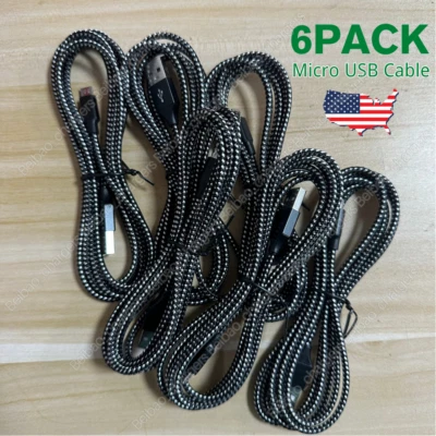 6Pack Micro USB Fast Charging Cable 10ft Cord For Samsung Android Phone Charger - Image 1 of 4