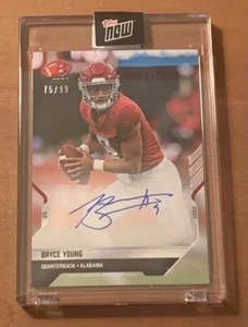 2021 TOPPS NOW BOWMAN NEXT FOOTBALL #3A BRYCE YOUNG - AUTOGRAPH # 75/99 - Picture 1 of 2