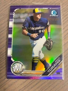 2019 Bowman Chrome Prospects Purple Refractor /250 Brice Turang #BCP-171 Brewers - Picture 1 of 1