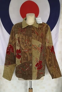 BNWT Womens Indigo Moon Embroidered Embellished Jacket Brown/Gold UK Small (H5) - Picture 1 of 14