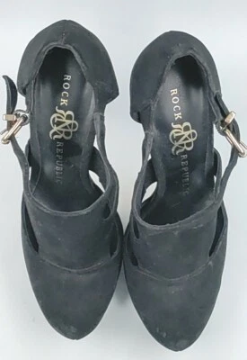 Zapatos Rock & Republic negros correa al tobillo plataforma tacones de aguja para mujer talla 6 Foto 1 de 4